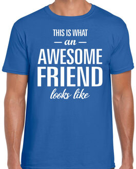 Bellatio Decorations Awesome friend cadeau t-shirt blauw heren 2XL