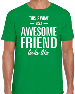 Bellatio Decorations Awesome friend cadeau t-shirt groen heren 2XL