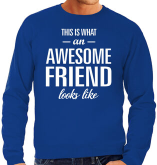 Bellatio Decorations Awesome friend / vriend cadeau sweater blauw heren 2XL