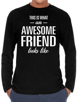 Bellatio Decorations Awesome friend / vriend cadeau t-shirt long sleeves heren Zwart