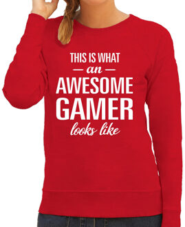 Bellatio Decorations Awesome / geweldige gamer cadeau sweater / trui rood dames 2XL