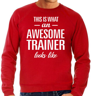 Bellatio Decorations Awesome / geweldige trainer cadeau sweater rood heren 2XL