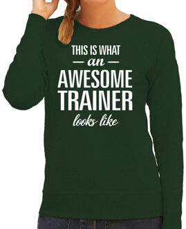 Bellatio Decorations Awesome / geweldige trainer cadeau sweater / trui groen dames 2XL