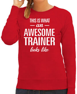 Bellatio Decorations Awesome / geweldige trainer cadeau sweater / trui rood dames L