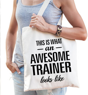 Bellatio Decorations Awesome / geweldige trainer cadeau tas wit voor dames en heren