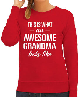 Bellatio Decorations Awesome grandma / oma / grootmoeder cadeau trui rood dames 2XL