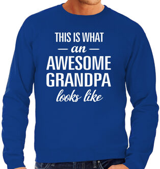 Bellatio Decorations Awesome grandpa / opa cadeau sweater blauw heren 2XL