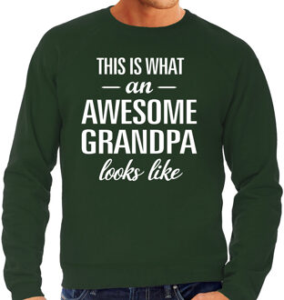 Bellatio Decorations Awesome grandpa / opa cadeau sweater groen heren 2XL