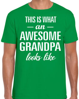 Bellatio Decorations Awesome Grandpa / opa cadeau t-shirt groen heren - Vaderdag 2XL