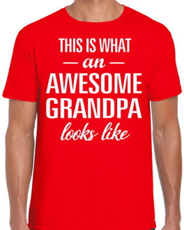 Bellatio Decorations Awesome Grandpa / opa cadeau t-shirt rood heren - Vaderdag 2XL