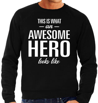 Bellatio Decorations Awesome hero / held cadeau sweater / trui zwart voor heren 2XL