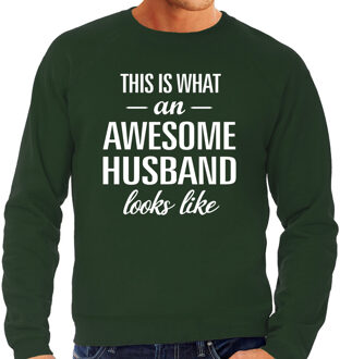 Bellatio Decorations Awesome husband / echtgenoot cadeau sweater groen heren 2XL