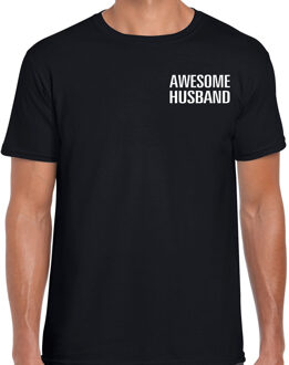 Bellatio Decorations Awesome husband / geweldige man cadeau t-shirt zwart op borst voor heren M
