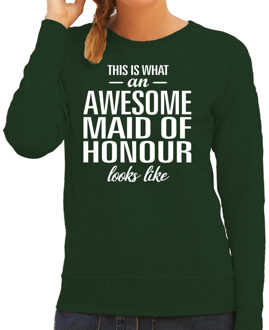 Bellatio Decorations Awesome maid of honor / getuige cadeau trui groen dames 2XL