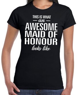 Bellatio Decorations Awesome maid of honour/getuige cadeau t-shirt zwart dames L