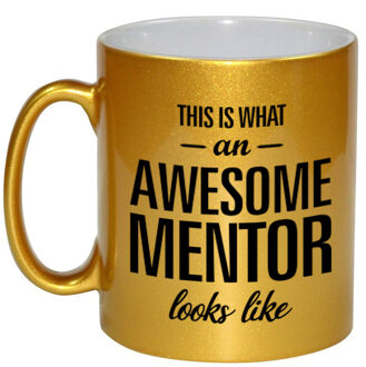 Bellatio Decorations Awesome mentor cadeau mok / beker goud voor leraar 330 ml Goudkleurig