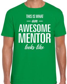 Bellatio Decorations Awesome mentor cadeau t-shirt groen voor heren 2XL