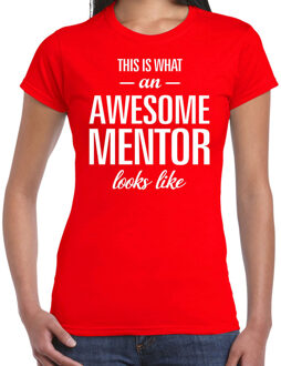 Bellatio Decorations Awesome mentor cadeau t-shirt rood voor dames