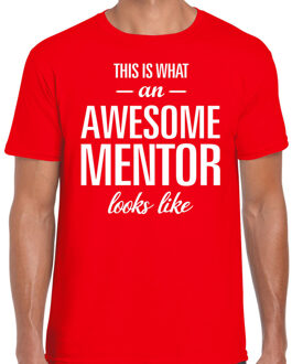 Bellatio Decorations Awesome mentor cadeau t-shirt rood voor heren L