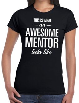 Bellatio Decorations Awesome mentor cadeau t-shirt zwart voor dames XS