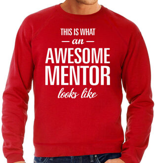 Bellatio Decorations Awesome mentor / leermeester cadeau sweater rood heren 2XL