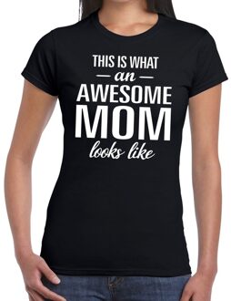 Bellatio Decorations Awesome Mom tekst t-shirt zwart dames 2XL