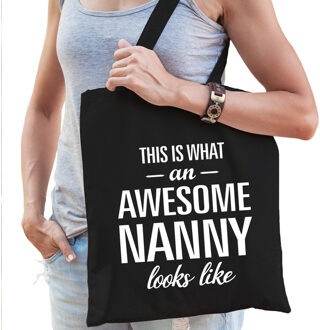 Bellatio Decorations Awesome nanny / oppas cadeau tas zwart voor dames