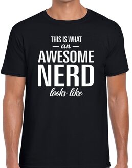 Bellatio Decorations Awesome nerd cadeau t-shirt zwart voor heren 2XL