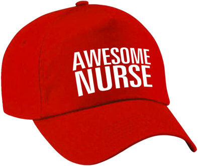 Bellatio Decorations Awesome nurse pet / cap rood voor dames - Geweldige zuster / verpleegkundige cadeau - Verkleedhoofddeksels