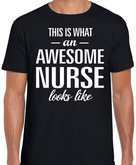 Bellatio Decorations Awesome nurse / verpleeger cadeau t-shirt zwart heren 2XL