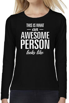 Bellatio Decorations Awesome person / persoon cadeau t-shirt long sleeves dames 2XL