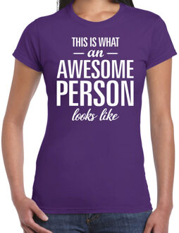 Bellatio Decorations Awesome person / persoon cadeau t-shirt paars dames L