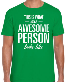 Bellatio Decorations Awesome Person tekst t-shirt groen heren 2XL