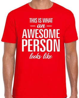 Bellatio Decorations Awesome Person tekst t-shirt rood heren L