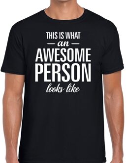 Bellatio Decorations Awesome Person tekst t-shirt zwart heren 2XL