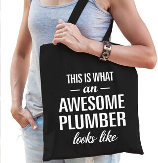 Bellatio Decorations Awesome plumber / loodgieter cadeau tas zwart voor dames