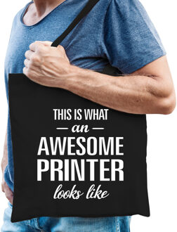 Bellatio Decorations Awesome printer / geweldige drukker cadeau tas zwart voor dames en heren