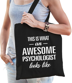 Bellatio Decorations Awesome psychologist / geweldige psycholoog cadeau tas zwart voor dames en heren