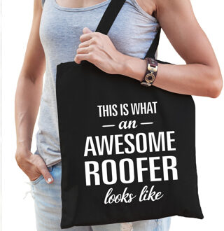 Bellatio Decorations Awesome roofer / dakdekker cadeau tas zwart voor dames