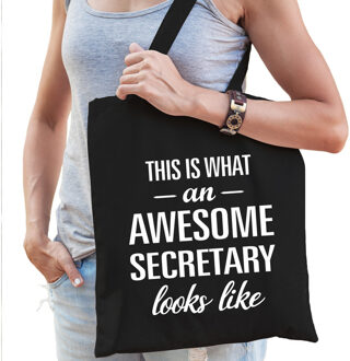 Bellatio Decorations Awesome secretary / secretaris cadeau tas zwart voor dames