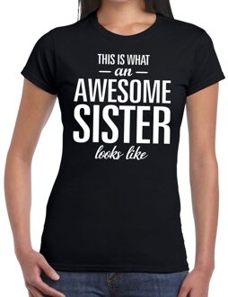 Bellatio Decorations Awesome sister tekst t-shirt zwart dames