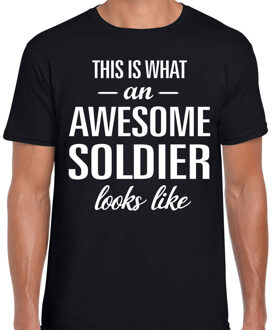 Bellatio Decorations Awesome soldier / soldaat cadeau shirt zwart heren 2XL