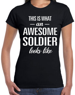 Bellatio Decorations Awesome soldier / soldate cadeau t-shirt zwart dames XS