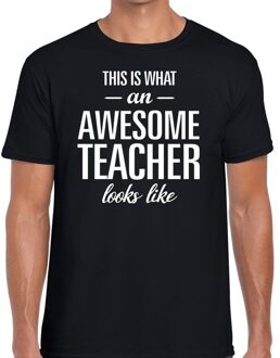 Bellatio Decorations Awesome Teacher cadeau meesterdag t-shirt zwart heren M