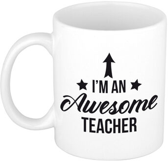 Bellatio Decorations Awesome teacher cadeau mok/beker wit 300 ml