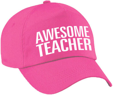 Bellatio Decorations Awesome teacher pet / cap roze voor dames en heren - baseball cap - cadeau petten / caps voor juf / meester