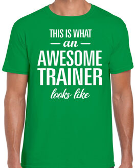 Bellatio Decorations Awesome trainer cadeau t-shirt groen voor heren 2XL