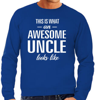 Bellatio Decorations Awesome Uncle / oom cadeau sweater blauw heren