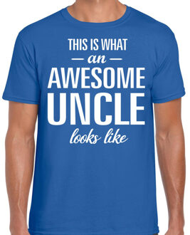 Bellatio Decorations Awesome Uncle / oom cadeau t-shirt blauw heren