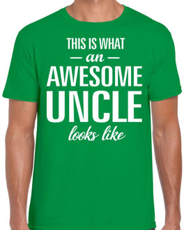 Bellatio Decorations Awesome Uncle / oom cadeau t-shirt groen heren 2XL